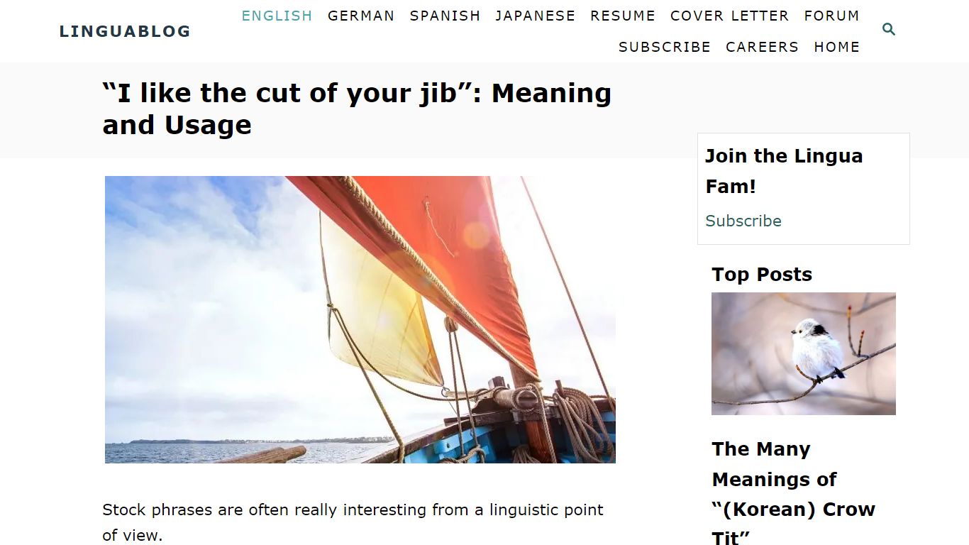 “I like the cut of your jib”: Meaning and Usage - Linguablog