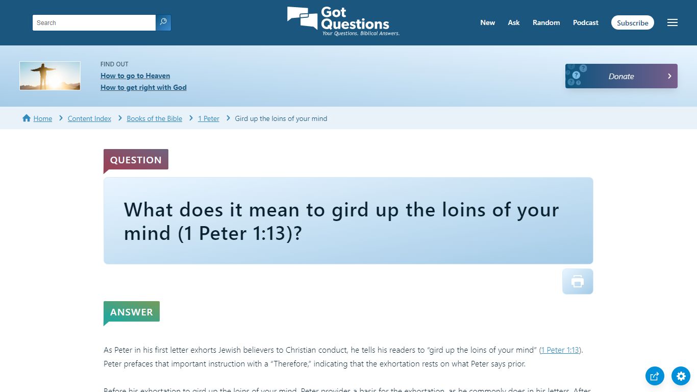 What does it mean to gird up the loins of your mind (1 Peter 1:13)?